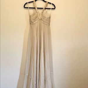 BCBGMaxAzria Champagne Halter Gown